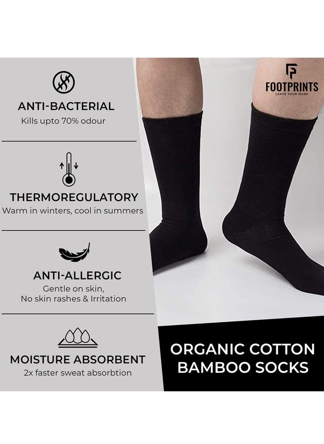 FOOTPRINTS FOOTPRINT Men 5 Pairs Anti Odour Organic Cotton Calf-Length Solid Bamboo Formal Socks - Image 5
